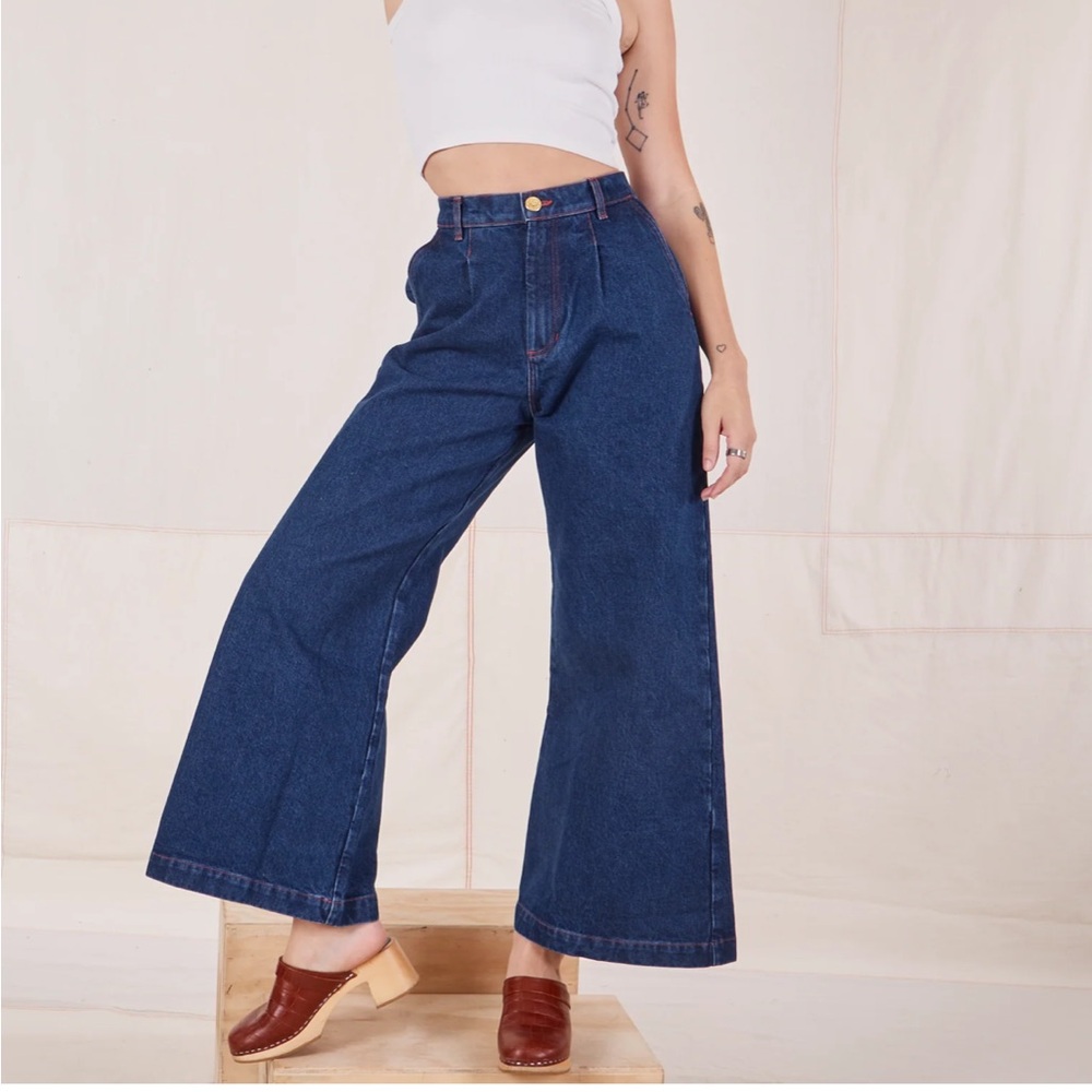 Big Bud Press Indigo Wide Leg Trousers - Dark Wash